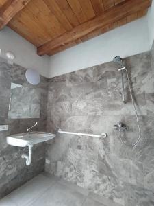 Pacengo di LaziseAgricamping Corte Pianton的一间带水槽和淋浴的浴室