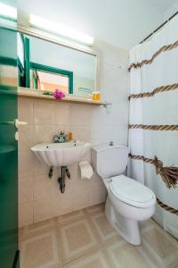 阿彻奇洛斯阿尔法斯泰戈纳太阳酒店的一间带卫生间和水槽的浴室