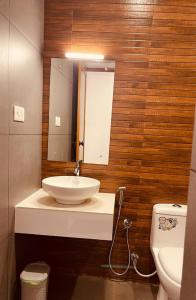 VaduvanchalThe Lavender Resort Waynad的一间带水槽、卫生间和镜子的浴室