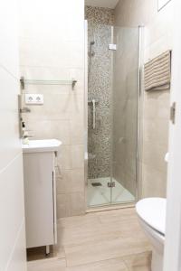 阿尔莫多瓦尔德尔里奥Apartamentos FAMORCAS Centro A y B的带淋浴、盥洗盆和卫生间的浴室