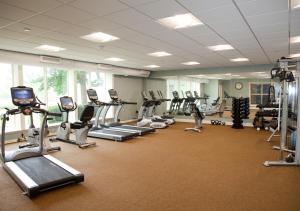 惠灵Oglebay Resort的健身房拥有许多跑步机和机器