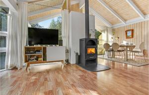 阿灵厄Beautiful Home In Allinge With 3 Bedrooms, Sauna And Wifi的客厅设有壁炉和电视。