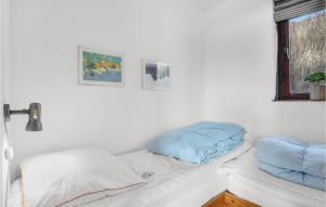 奥基克比Beautiful Home In Aakirkeby With Wifi的一张床上有两个枕头的房间