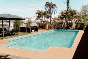 伊萨山Nightcap at Barkly Hotel的棕榈树庭院内的游泳池