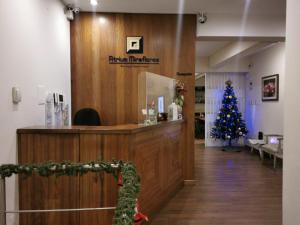 利马Atrium Miraflores Hotel的大厅,在房间里植有圣诞树