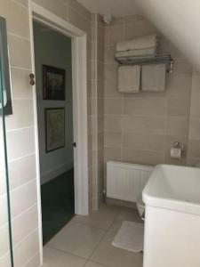 OvingtonLane End Cottage的浴室配有白色卫生间和盥洗盆。