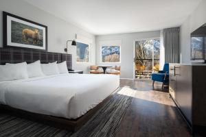 凯彻姆Hotel Ketchum的酒店客房设有床和客厅。