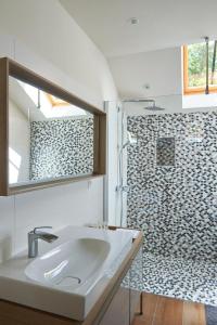 热夫雷尚贝尔坦Maison Laroze的一间带水槽和淋浴的浴室