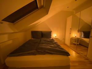 温特贝格Hochheide Lodge的阁楼上的卧室配有一张大床