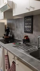 图卢兹Chez mimi的厨房配有水槽和台面