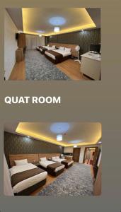 凡城inDİANA HOTEL的两张图片的酒店客房 - 带床和沙发