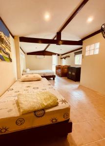 象岛棕榈树天堂度假酒店的一间大型客房,内设两张床
