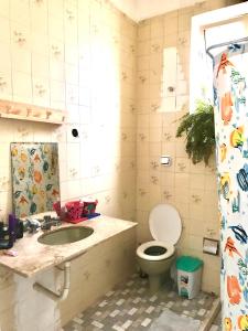 里约热内卢Hostel Selaron的一间带卫生间和水槽的浴室