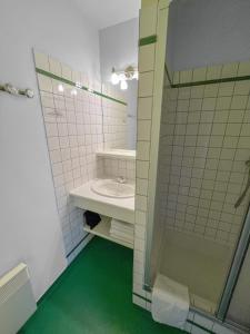 芒德朗Relais Manderen的带淋浴、盥洗盆和镜子的浴室