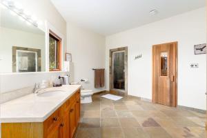 阿伯茨福德Season Premiere Winery-Bed & Breakfast in vineyard的一间带水槽和卫生间的浴室