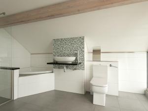 霍宁Silver Dawn的白色的浴室设有水槽和卫生间。