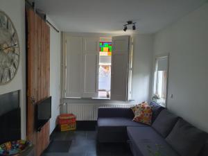 瓦尔韦克B&B de Loeff的带沙发和窗户的客厅