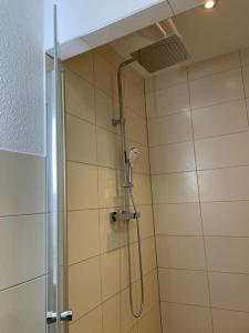 艾森纳赫Tolle Ferienwohnung im Herzen von Thüringen的浴室内配有淋浴和头顶淋浴