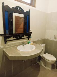 勒吉安库斯纳迪酒店的一间带水槽、卫生间和镜子的浴室
