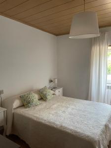 索尔波Casa de Labranza Naz的一间卧室设有一张床、一个窗口和天花板