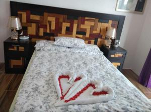BolinaoCouple room in Final Destination Resort的一间卧室,配有一张两心床