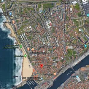 莱萨·达·帕尔梅拉Porto.Leça - Studios and Apts (Apt H)的城市和海滩地图