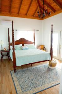 Gregory TownBlue Love Point 3BR home的卧室配有一张带地毯的天蓬床