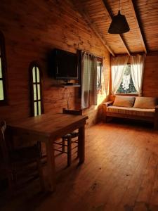 蒂格雷Albaricoque的小屋内的客厅配有桌子和沙发