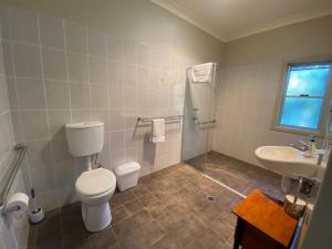 TemoraAirfield Tourist Park Temora的一间带卫生间和水槽的浴室