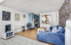 罗莫柯克比Cozy Apartment In Rm With Kitchen的客厅配有蓝色的沙发和电视
