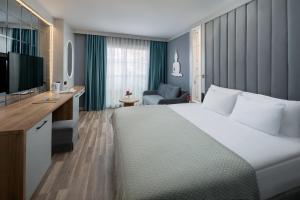 贝莱克暹罗典雅Spa酒店的酒店客房设有一张大床和一台电视。