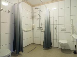 塞济斯菲厄泽Studio Apartments的浴室配有卫生间、淋浴和盥洗盆。