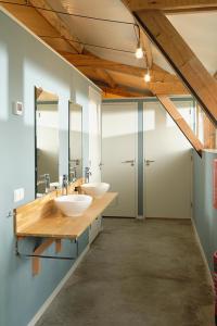 VragenderAchterhoeks Goed, Minicamping in Vragender的浴室设有2个水槽和2面镜子