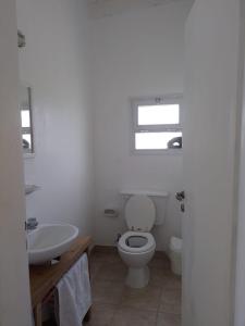 拉斯格路塔斯CABAÑA LAUTARO的浴室配有白色卫生间和盥洗盆。