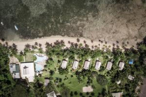 贝卡岛Beqa Lagoon Resort的棕榈树和海滩度假村的空中景致