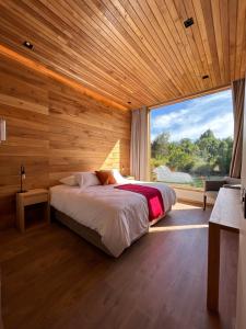 比亚里卡Mawün Lodge的一间卧室设有一张床和一个大窗户