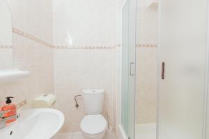 Domašov安纳贺夫酒店的一间带卫生间和淋浴的浴室