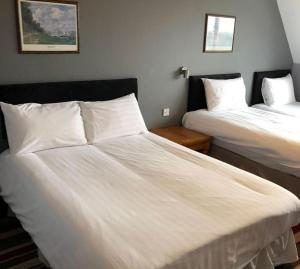 谢福德飞行员酒店的酒店客房,配有两张带白色床单的床