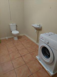 莱昂斯-达赫雷UNE SEULE ENVIE, CELLE D'Y REVENIR的一间带洗衣机和卫生间的浴室