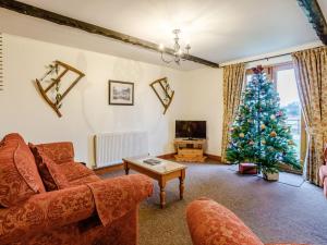 Runcton HolmeArchway Barn - E3864的客厅配有圣诞树和沙发