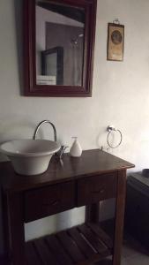 布宜诺斯艾利斯Flamante casa en Delta de Tigre的一间带水槽和镜子的浴室