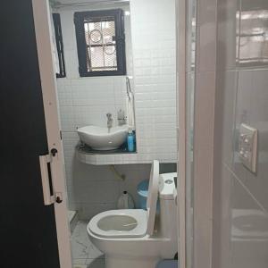 内罗毕Sharz place的一间带卫生间和水槽的小浴室