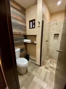 阿拉莫斯Hotel Real de los Alamos的一间带卫生间和淋浴的浴室
