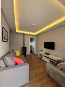 新彼得罗波利斯Apartamento Residencial Villa di Vienna的带沙发和平面电视的客厅
