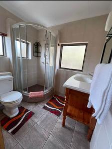 比勒陀利亚La Casa Greeff Guesthouse的带淋浴、卫生间和盥洗盆的浴室