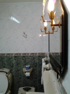 达累斯萨拉姆Sophia Hotel的一间带卫生间、水槽和镜子的浴室
