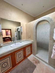 塔鲁丹特Palais Claudio Bravo的一间带水槽和大镜子的浴室
