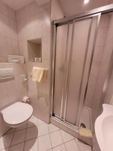 托特瑙Hotel Obergfell的带淋浴和卫生间的浴室