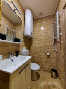 松博尔OldBrick PUB的浴室配有白色水槽和卫生间。