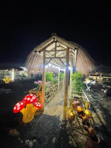 مزرعة دريم للتأجير的海滩上的一个晚上带草伞的凉亭